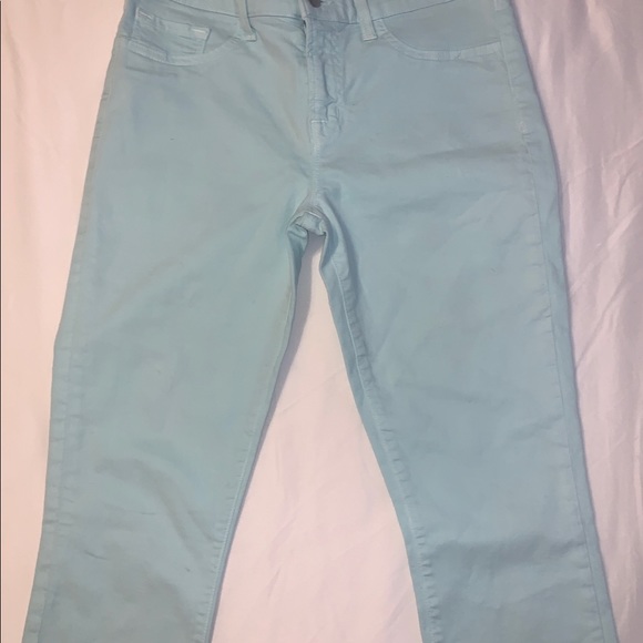 J Brand Skinny Leg Mid Rise Twill Pants in Aqua - Picture 4 of 8